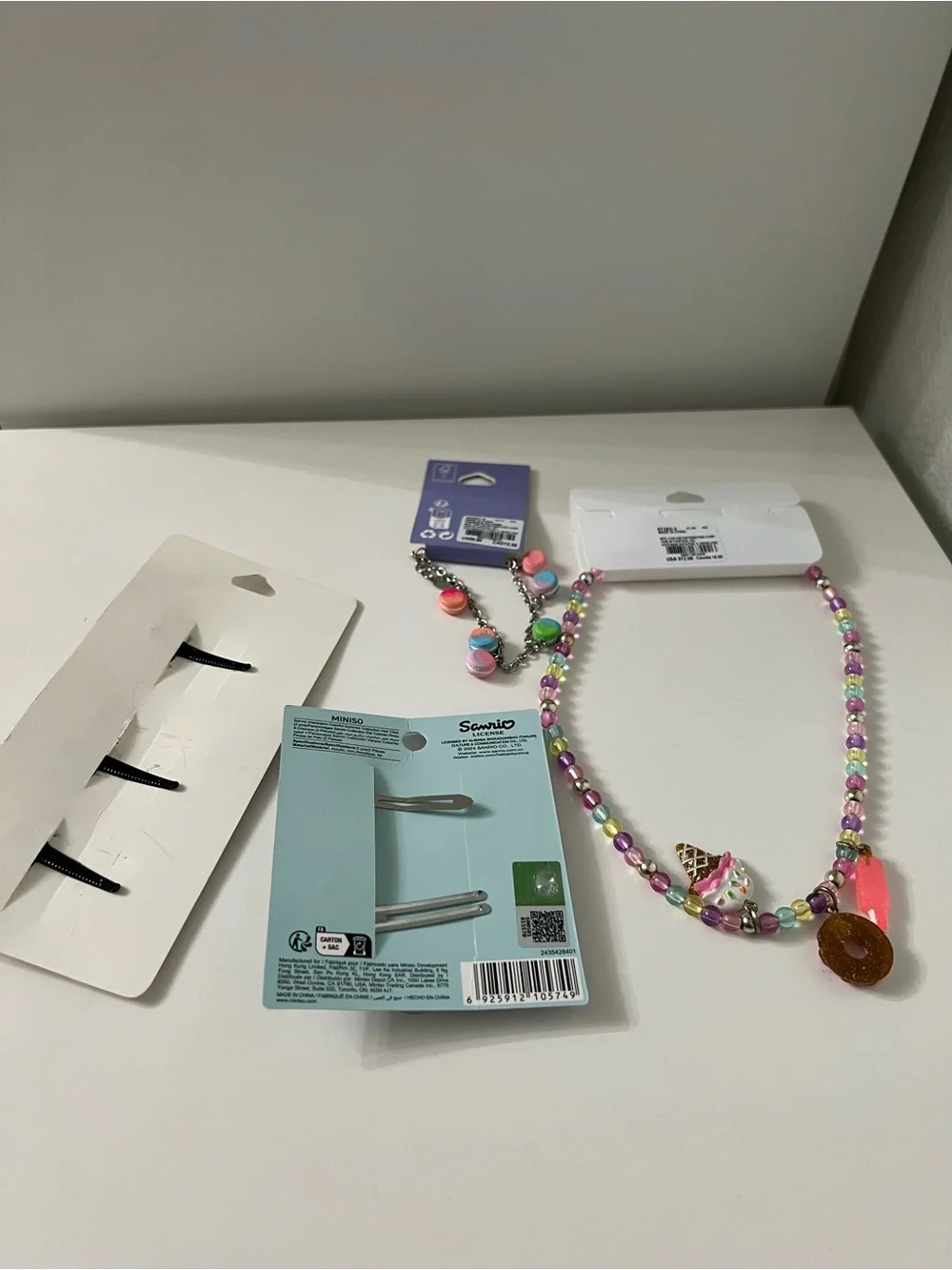Icing Pastel Bead Necklace with Donut & Ice Cream Charms